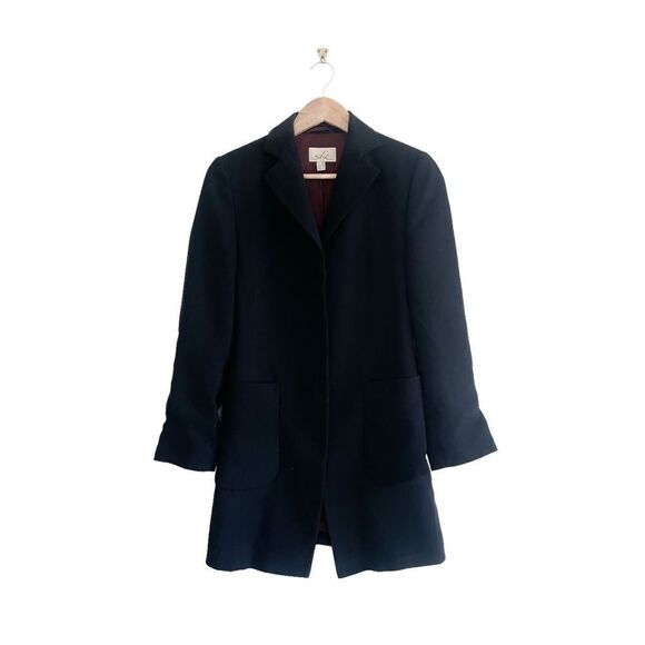 She Coat Jacket Black Women's 6 Notched Collar Lined Hidden Button Closure - Picture 1 of 8